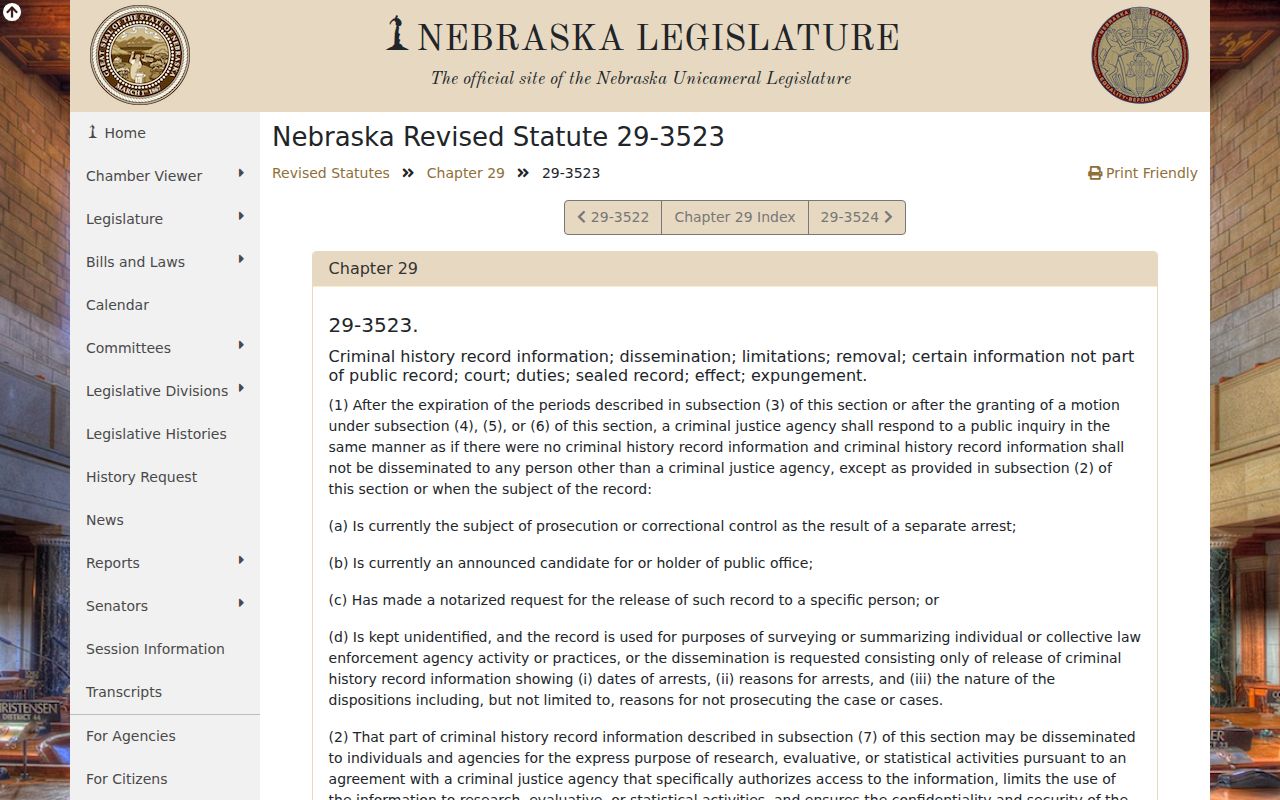 Hamilton County arrest records under Nebraska criminal history dissemination law