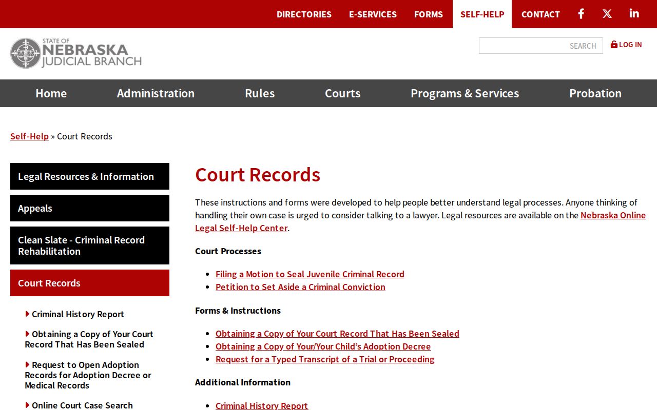 Hamilton County criminal court case records self-help page