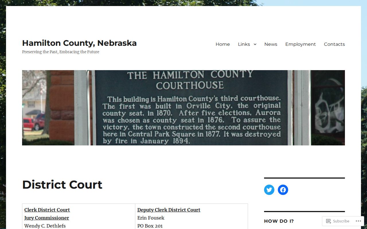 Hamilton County court case records on the District Court page