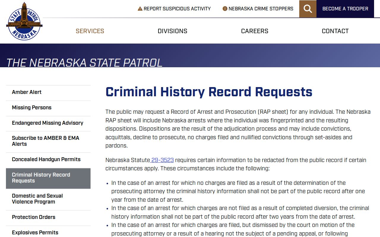 Nebraska State Patrol criminal history requests for Hamilton County