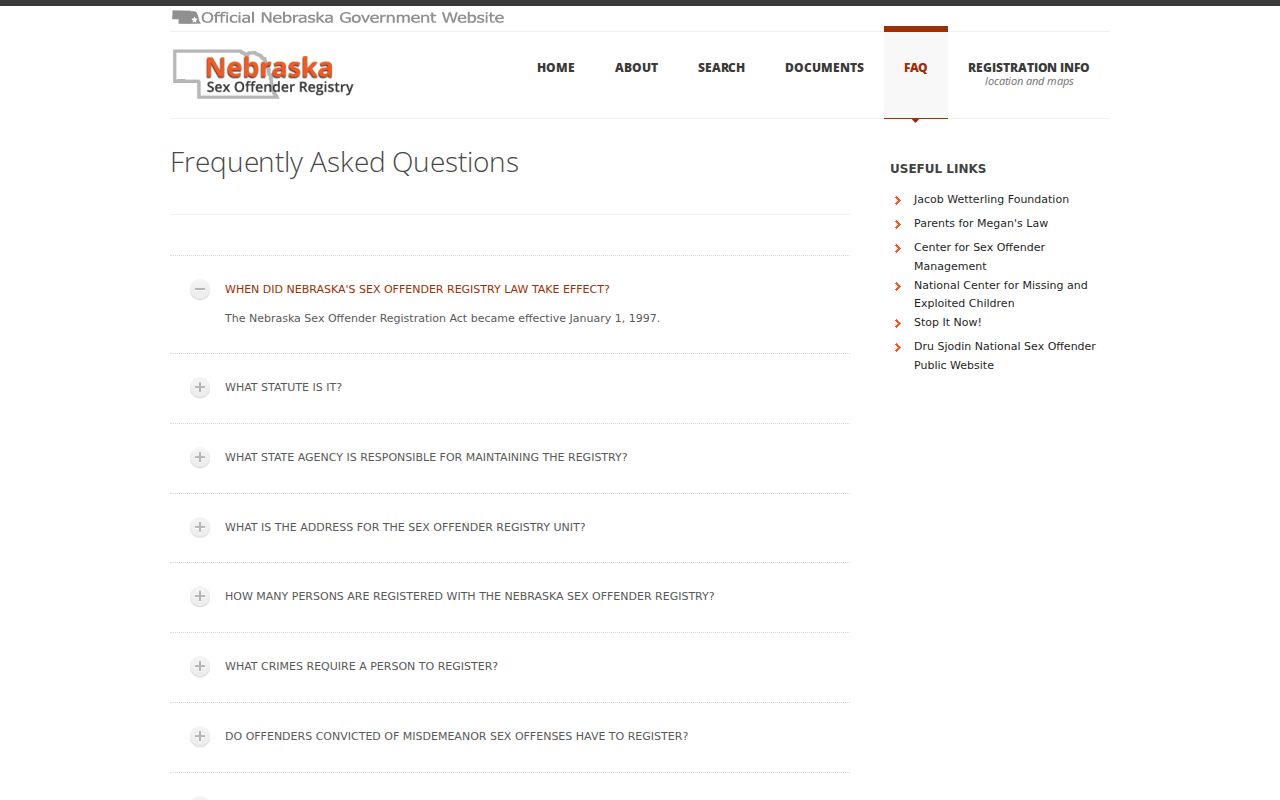 Nebraska registry rules for lawful Hamilton County sex offender lookup use