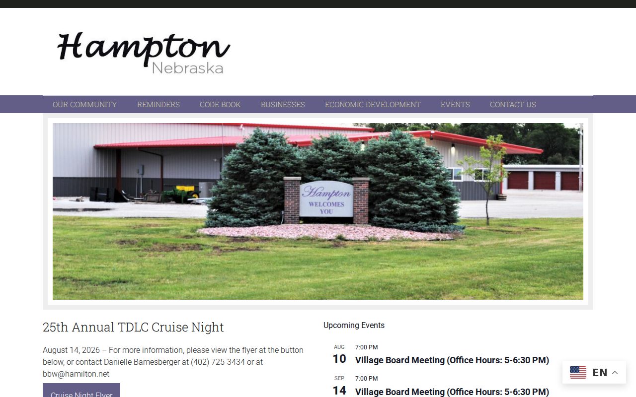 Hampton criminal record check and official village information page